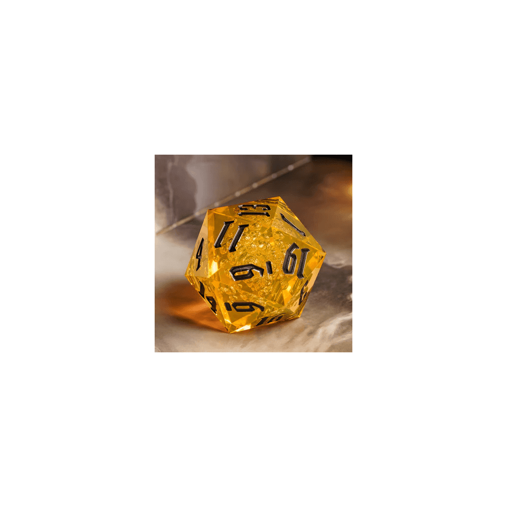 55mm Titan D20 - Sharp Edge Orange Bubbles - Beanie Games