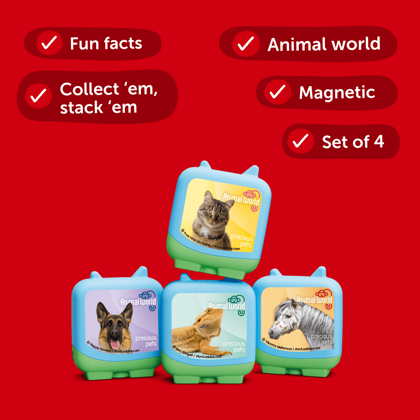 Animal World - Precious Pets (Set of 4 Clever Pocket Tonies) - Beanie Games