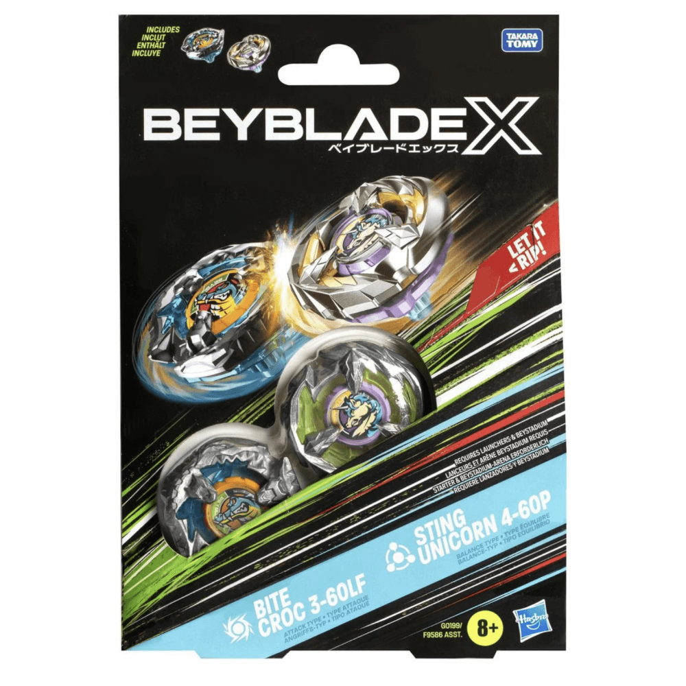Hasbro - Beyblade X Dual Pack (Bite Croc & Sting Unicorn) - Beanie