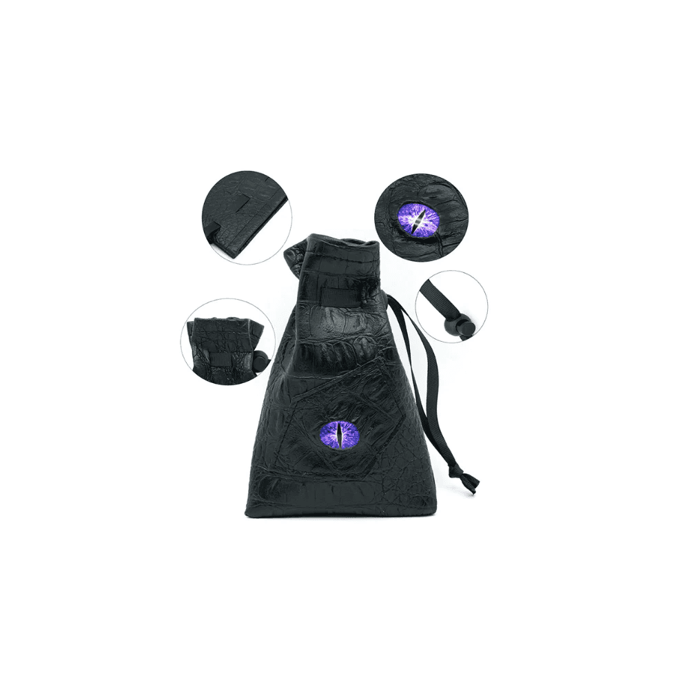 Black Leatherette Dark Mage Eye Dice Bag - Beanie Games