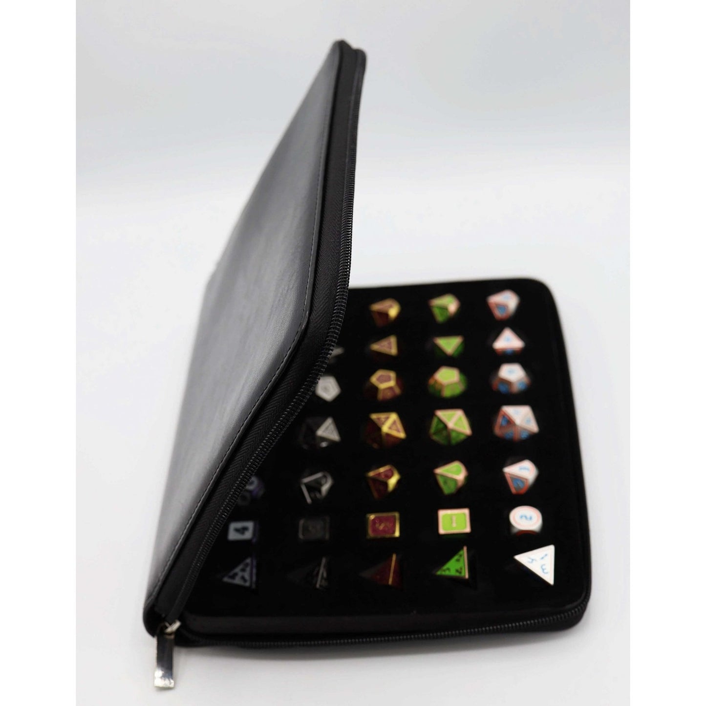 Black Leatherette Folio Dice Case - Beanie Games