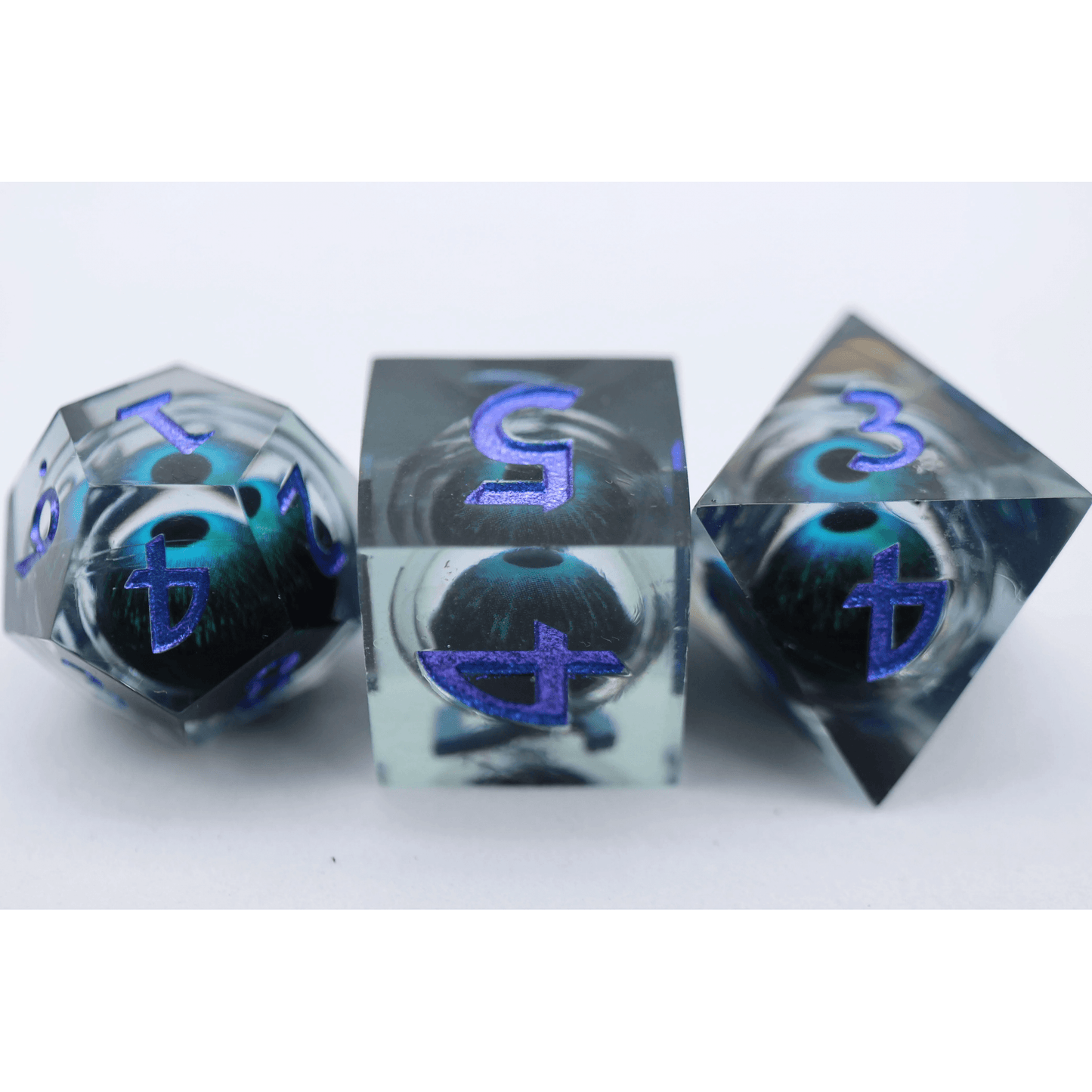 Blue Cyclops Sharp Edge Moving Eye RPG Dice Set - Beanie Games