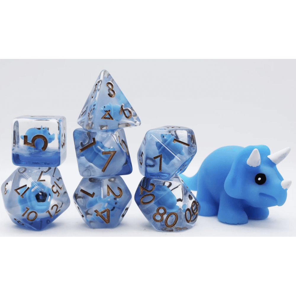 Blue Triceratops RPG Dice Set - Beanie Games