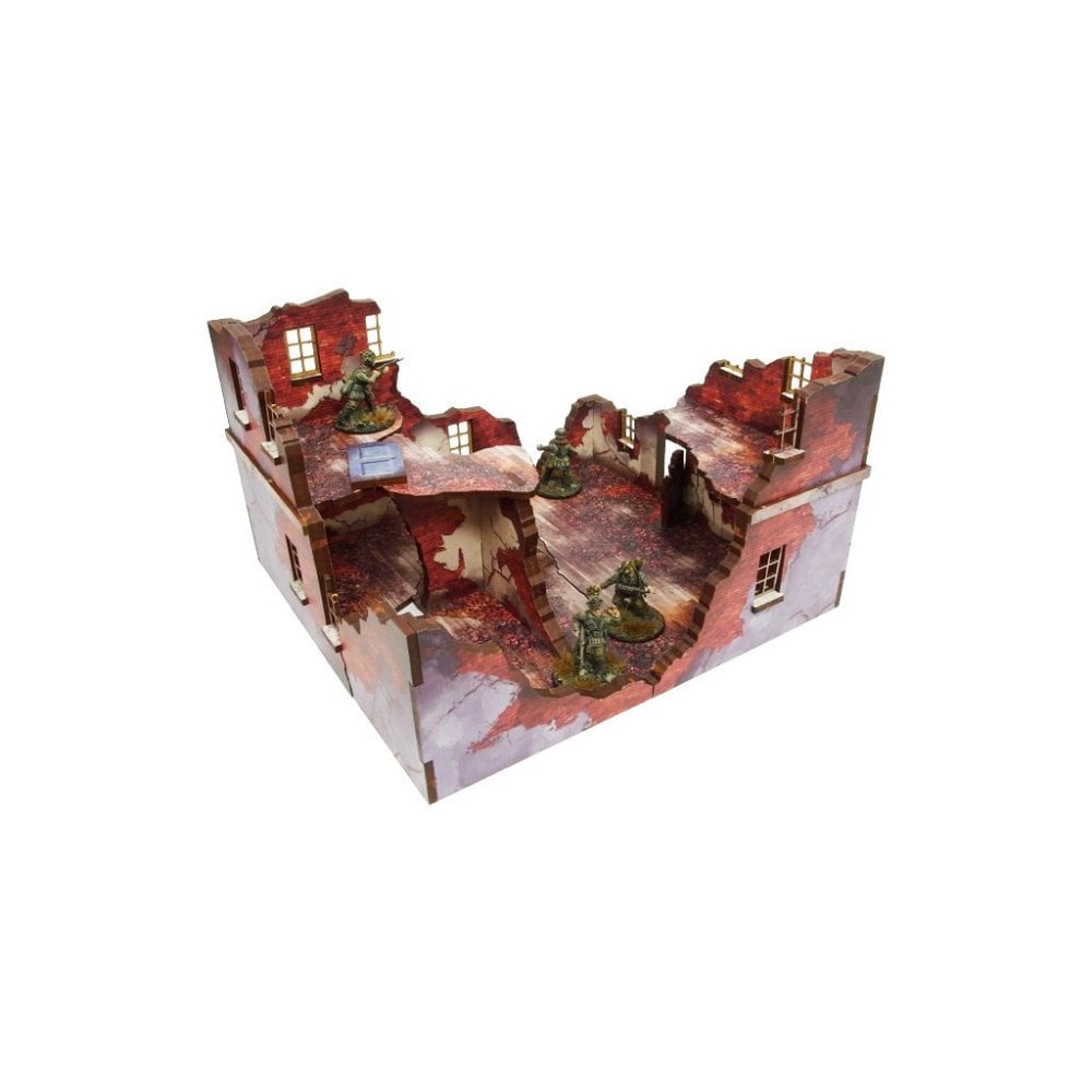 Bolt Action: Pre - painted WWII Normandy Ruined Large House 1 - Beanie Games