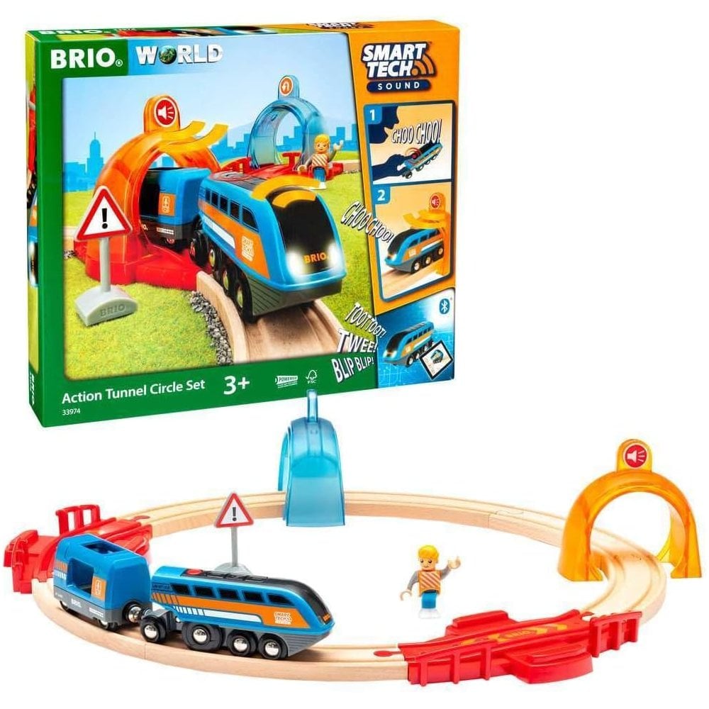 BRIO World Smart Tech Sound Action Tunnel Circle Battery Powered Train Set - Beanie Games