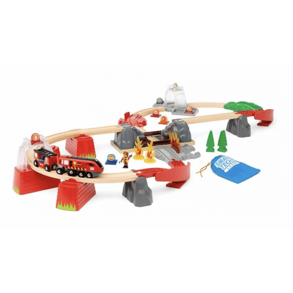 BRIO World Train Set Smart Tech Sound - Fire Rescue Set - Beanie Games