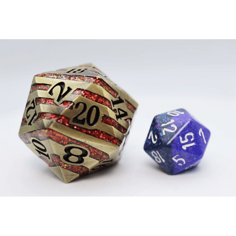 Bronze with Red Mica - 35mm Metal D20 - Beanie Games
