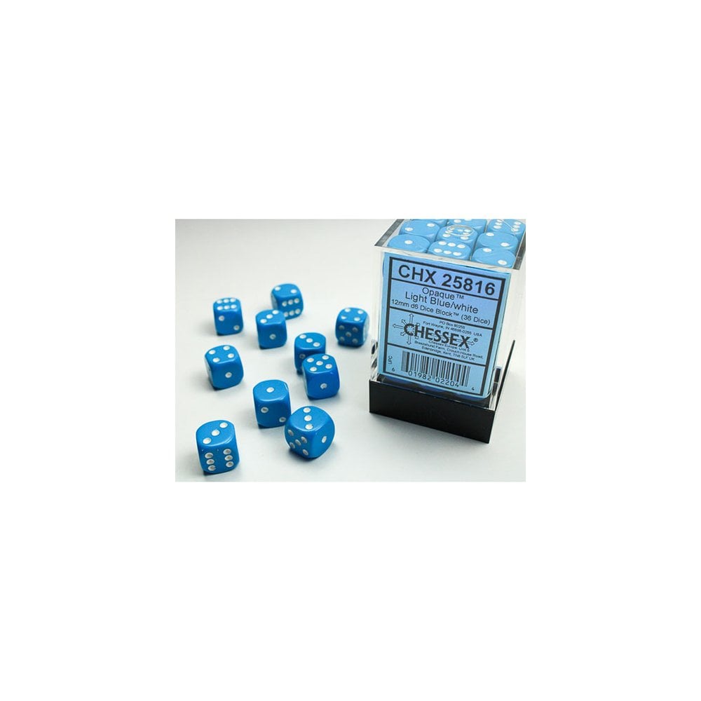 Chessex - 12mm D6 Dice Block - Light Blue w/White - Beanie Games