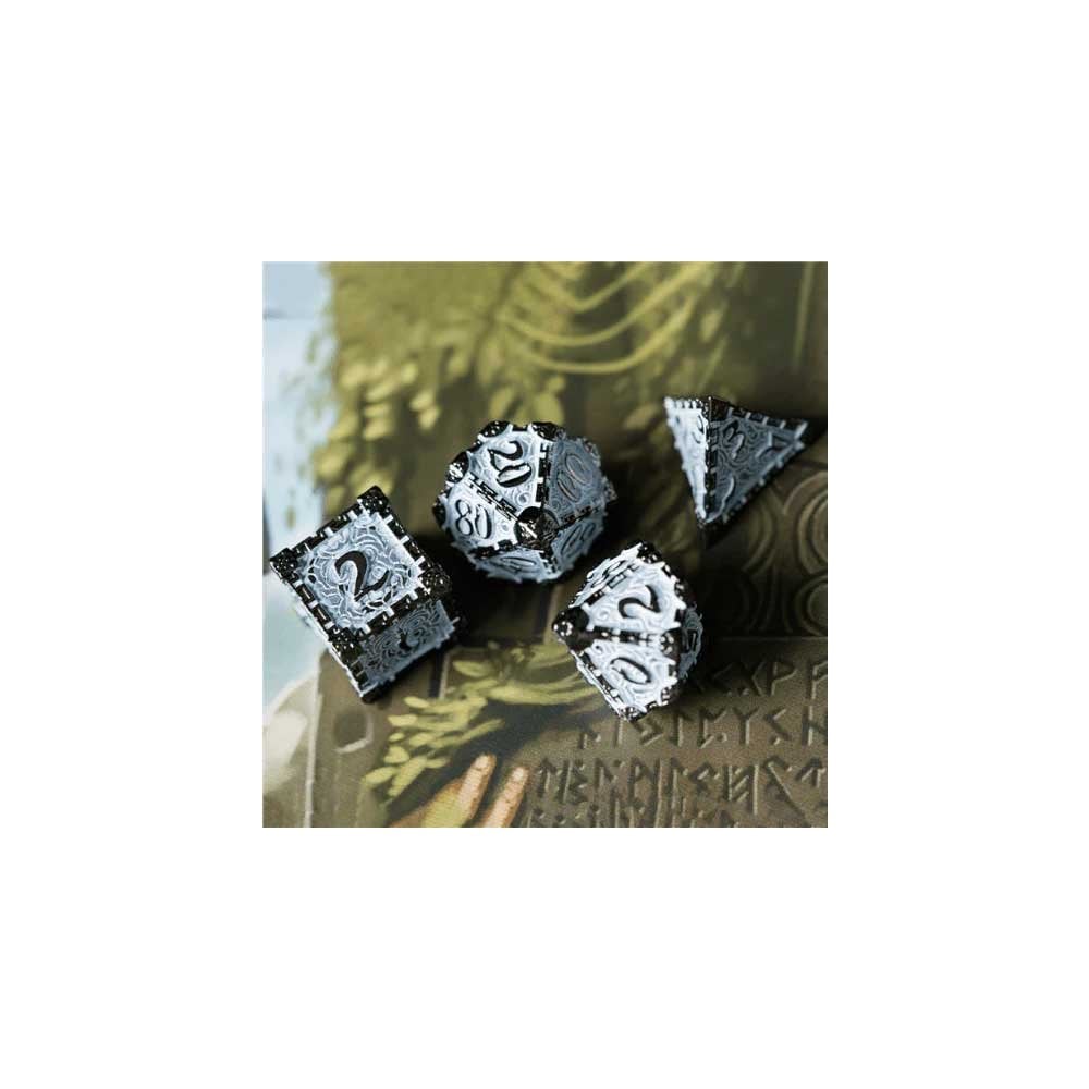 Dagger of Venom: White on Black RPG Metal Dice Set - Beanie Games