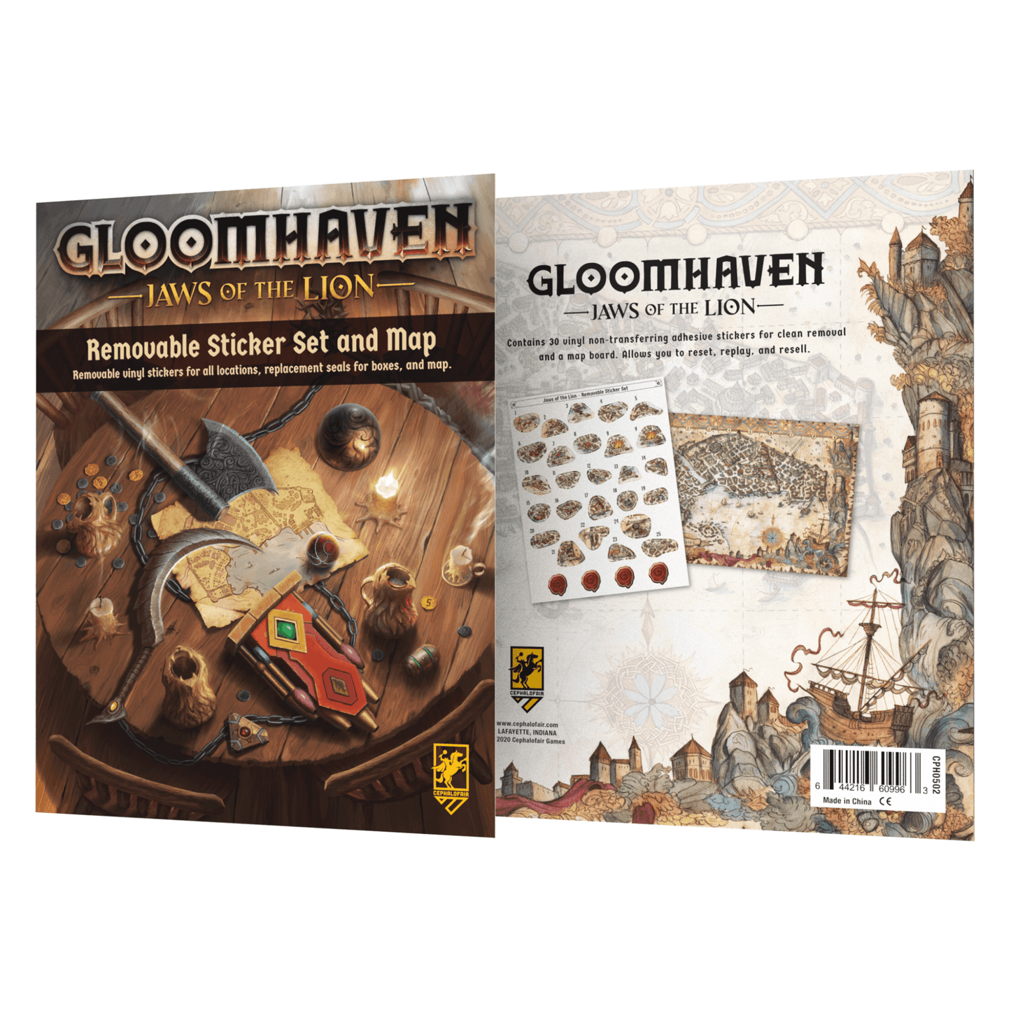 Gloomhaven Jaws of the Lion Removable Sticker Set & Map - Beanie Games