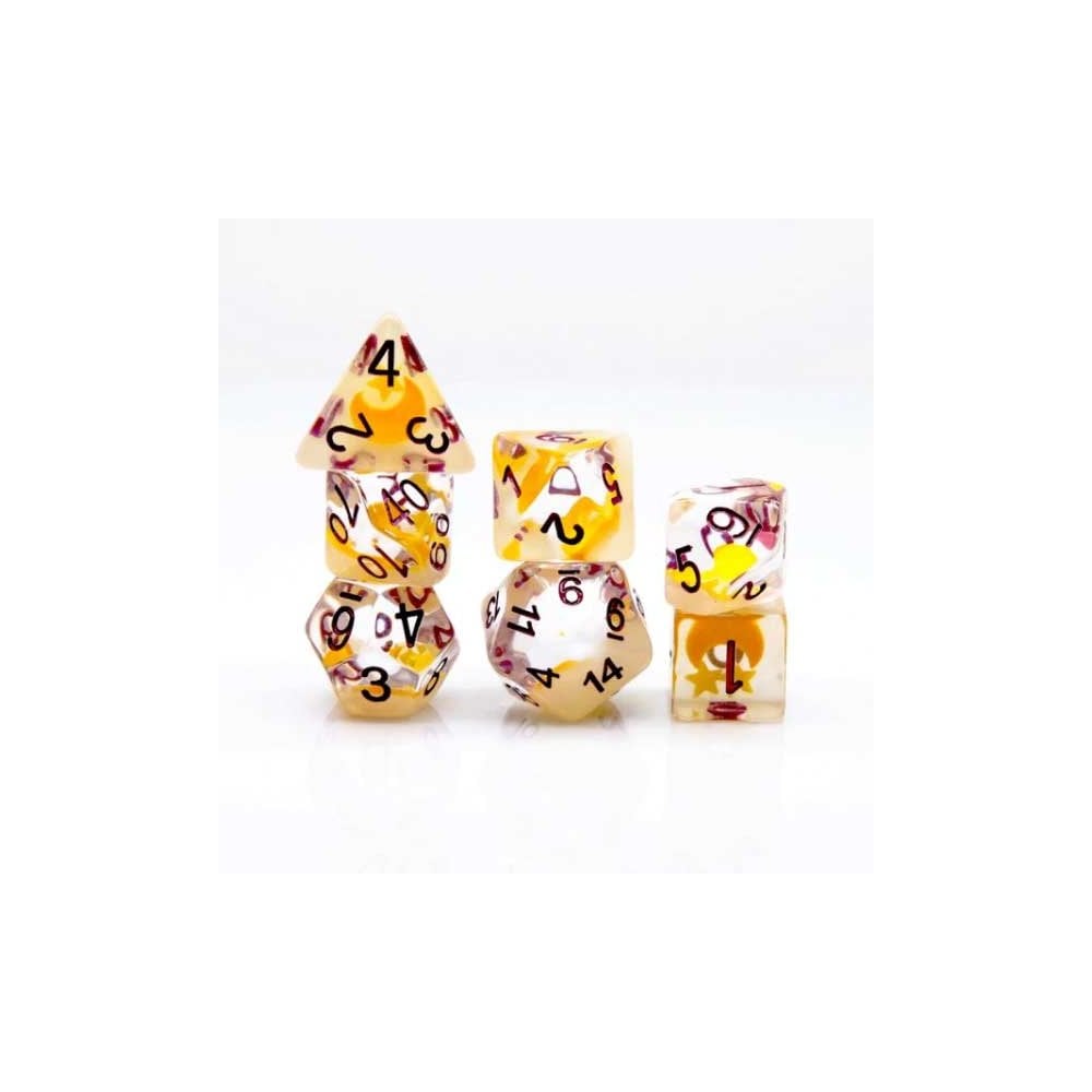 Glow in the Dark Moon and Star RPG Dice Set - Beanie Games