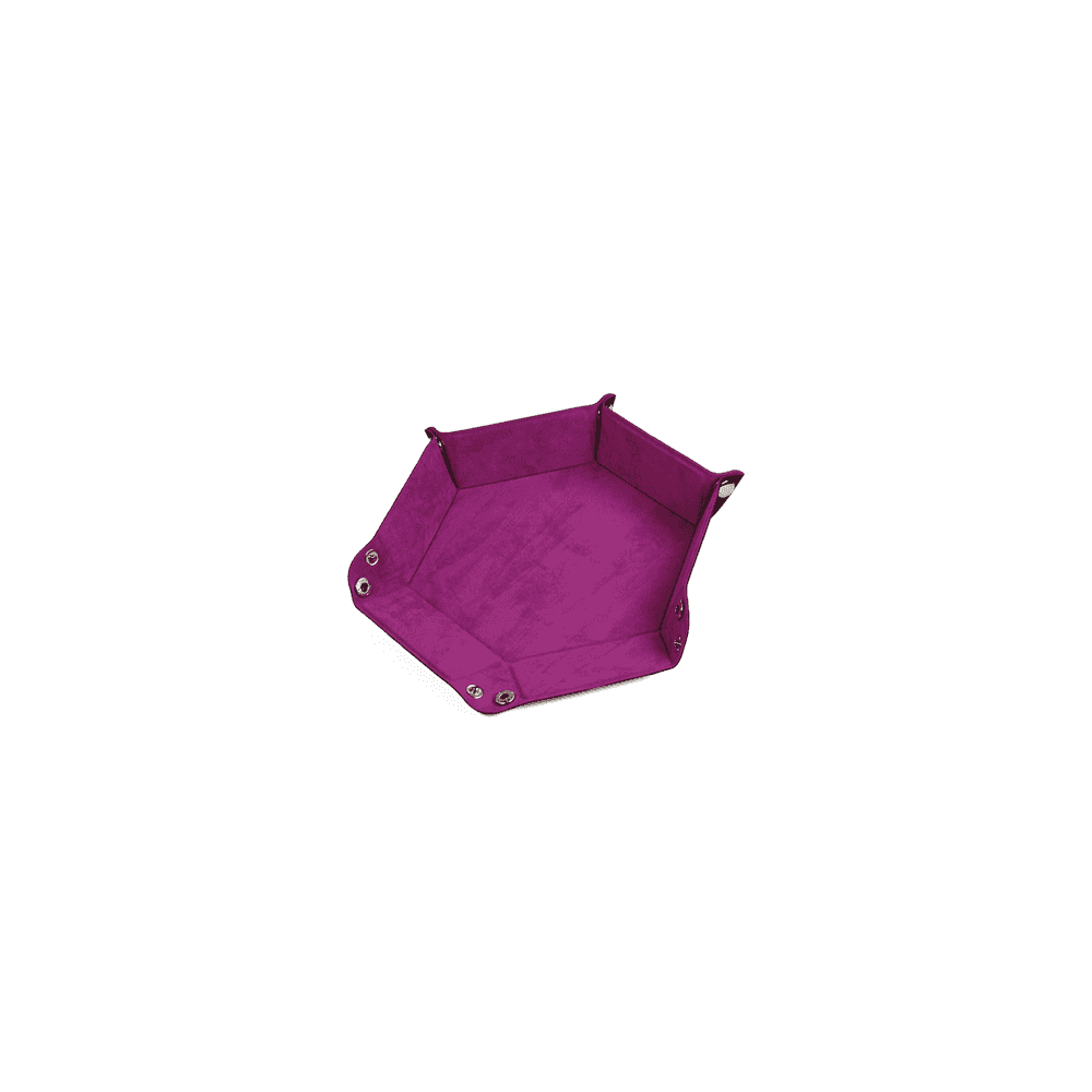 Leatherette and Velvet Dice Tray (Magenta Hex) - Beanie Games