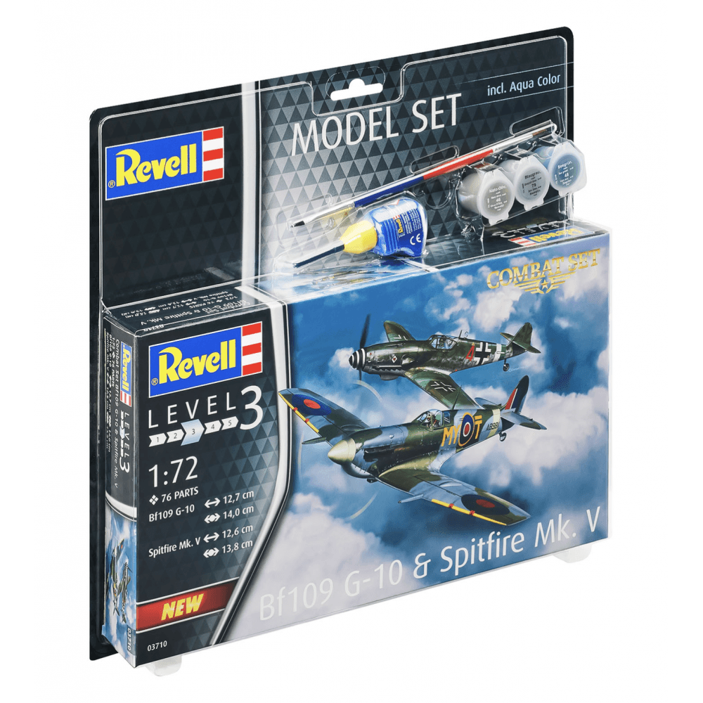 Model Set Combat Set Bf109G - 10 & Spitfire Mk.V (1:72) - Beanie Games