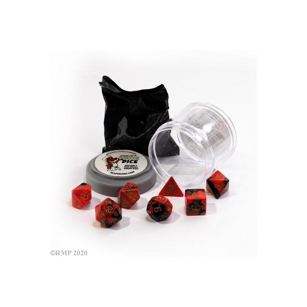 Pizza Dungeon Dice: Dual Dice - Red & Black - Beanie Games