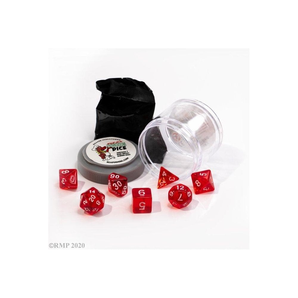 Pizza Dungeon Dice: 'Lucky' Dice - Clear Red - Beanie Games