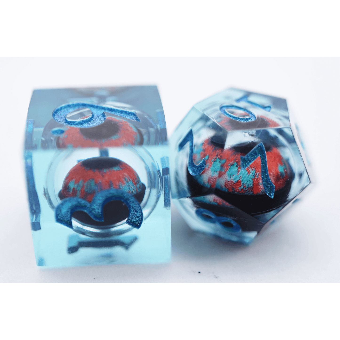 Teal Cyclops Sharp Edge Moving Eye RPG Dice Set - Beanie Games