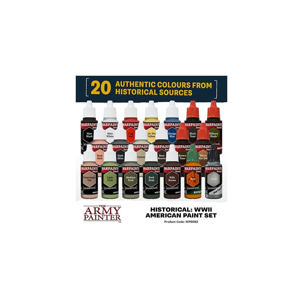 The Army Painter - Warpaints Fanatic Historical Set - WWII American - Beanie Games