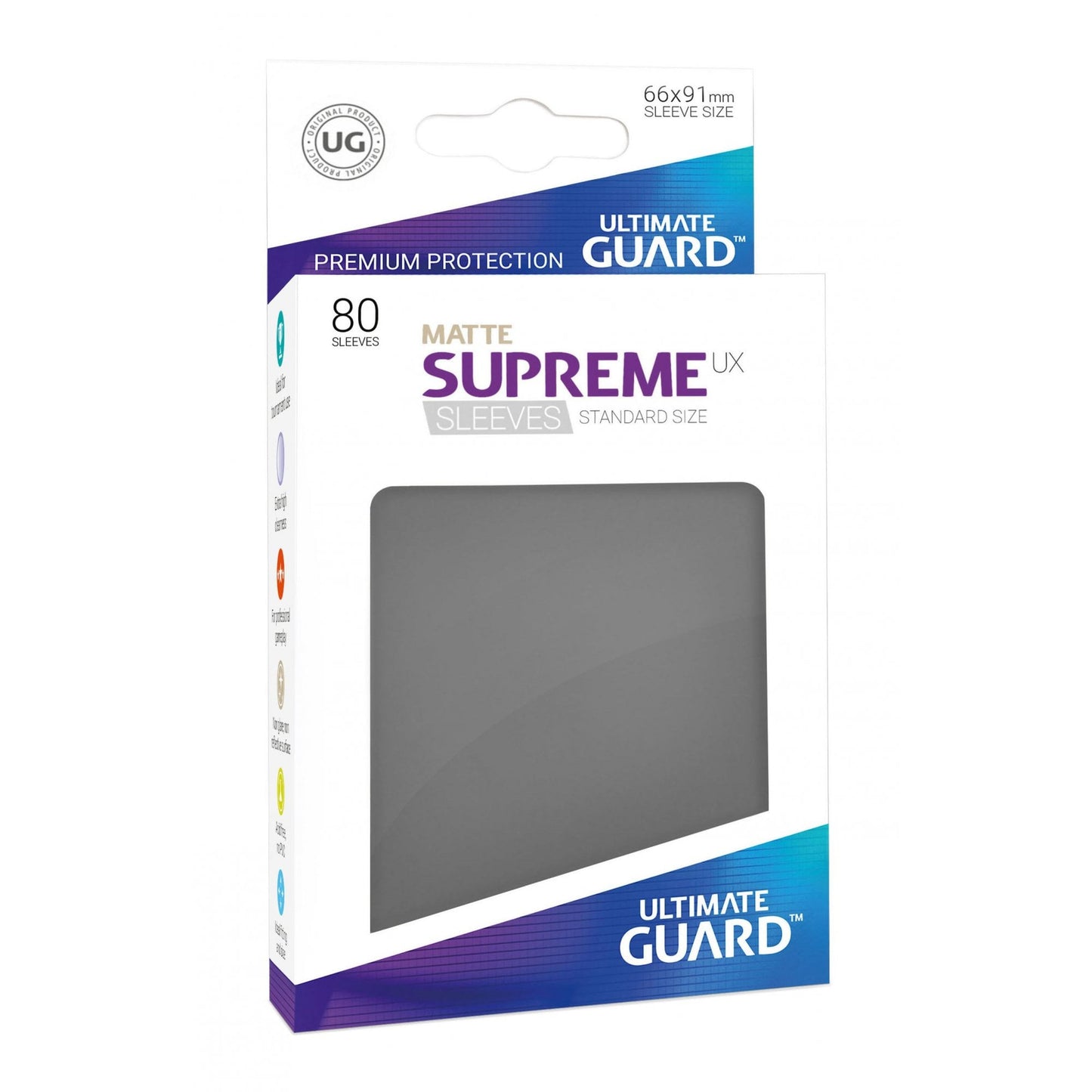UG Dark Grey Matte Standard Supreme UX Sleeves (80) - Beanie Games