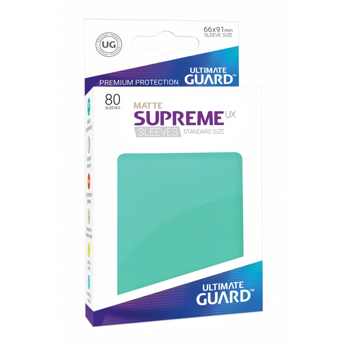 UG Turquoise Matte Standard Supreme UX Sleeves (80) - Beanie Games