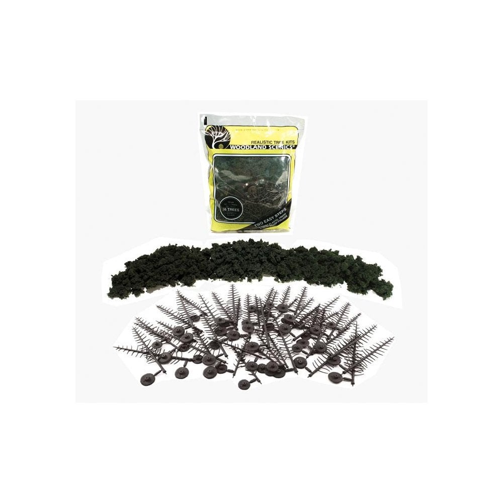 Woodland Scenics: Realistic Tree Kit | 2½" to 6"Forest Green Trees (24/Kit) - Beanie Games