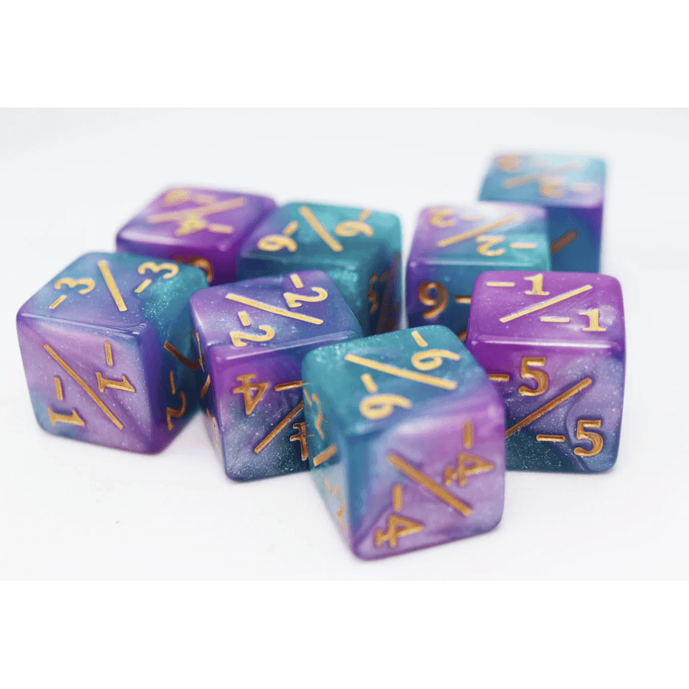 ' - 1/ - 1 Light Blue & Purple Glitter Counters for Magic - set of 8 - Beanie Games