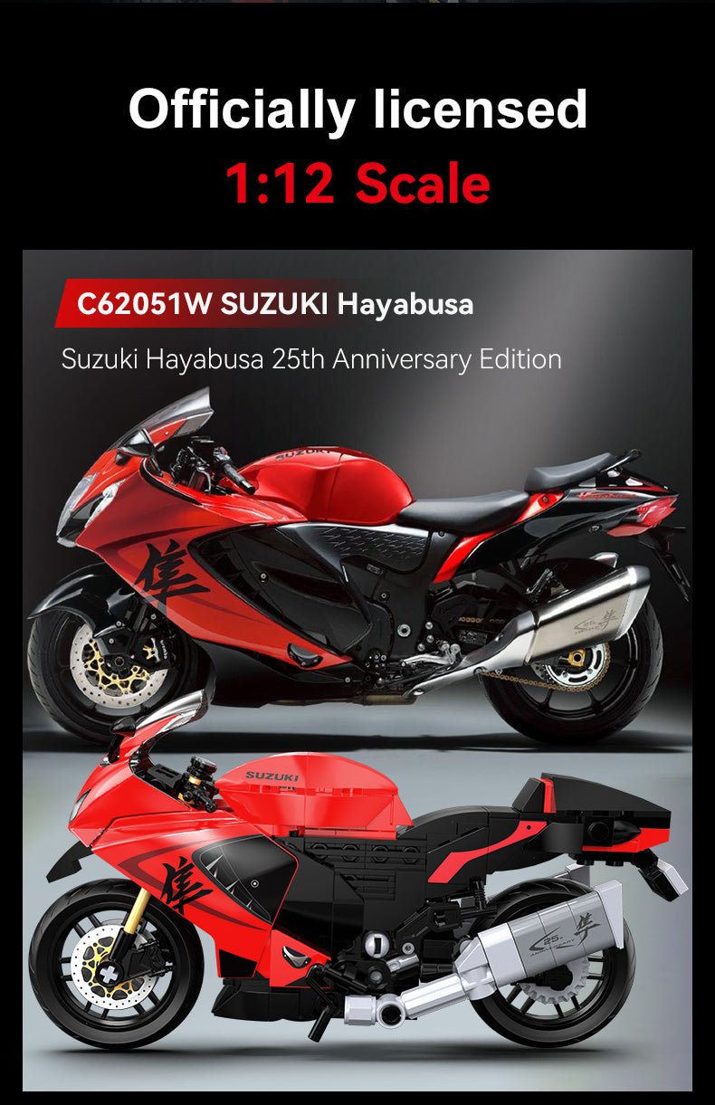 1:12 Suzuki Hayabusa Motorbike - 299 pcs - Beanie Games