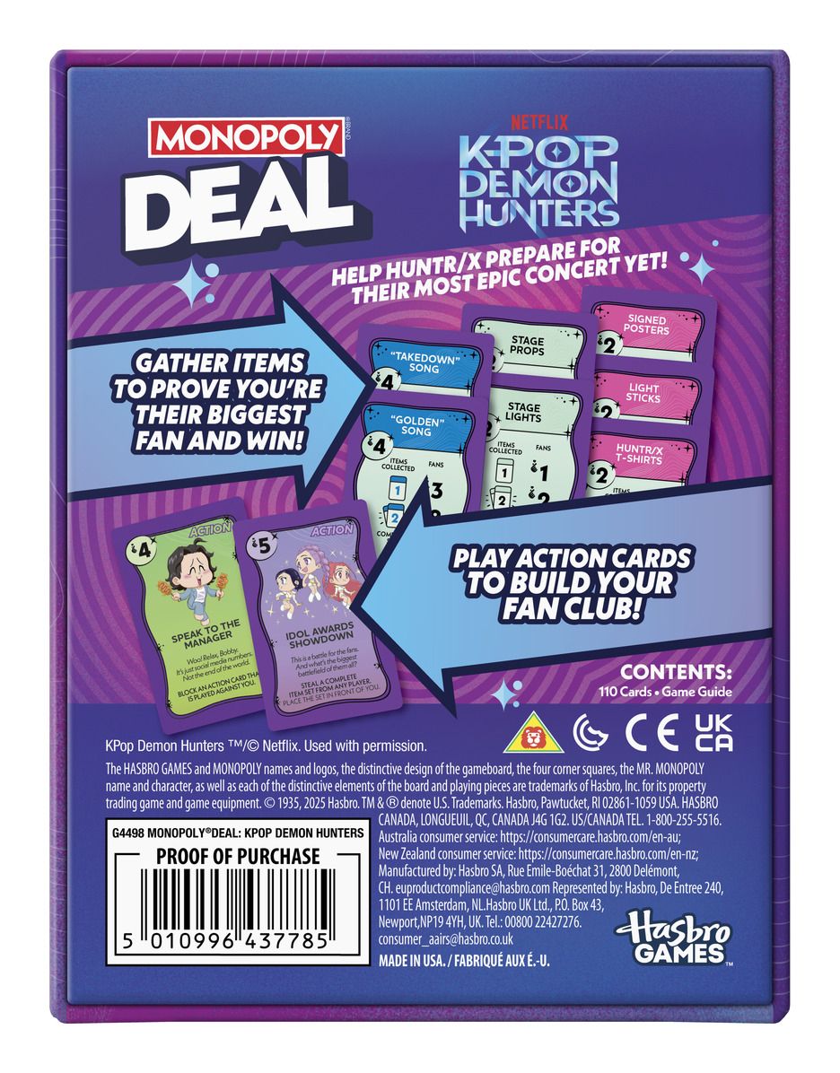 Monopoly Deal K-Pop Demon Hunters