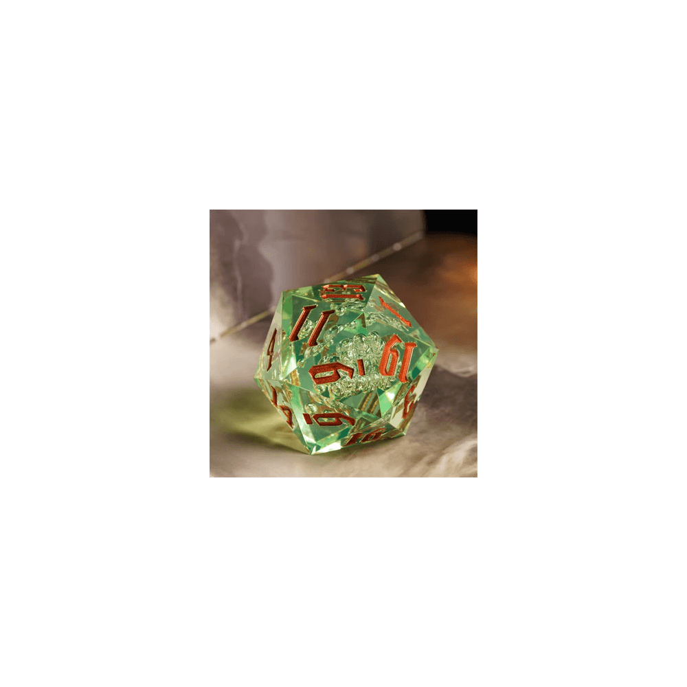 55mm Titan D20 - Sharp Edge Green Bubbles - Beanie Games