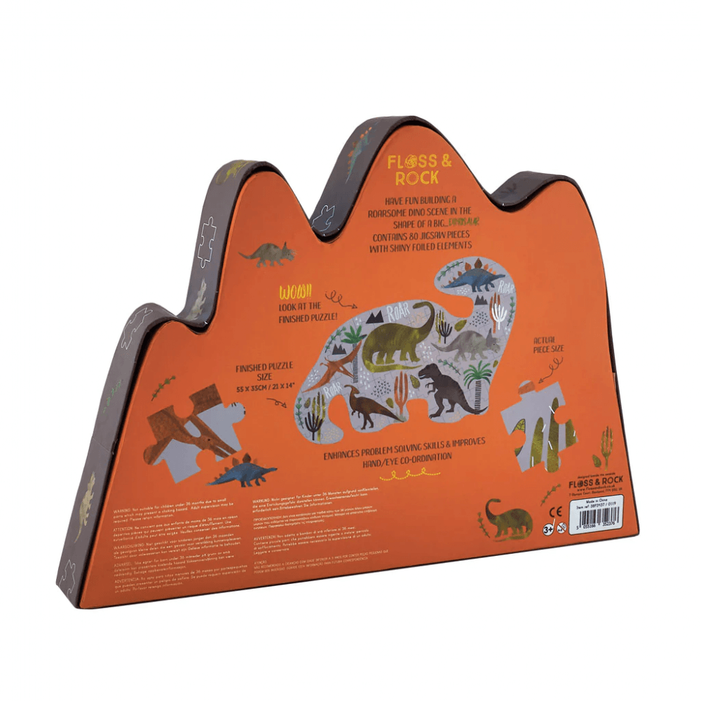80 Piece Dino - Shaped Jigsaw with Shaped Box - Dinosaur - Beanie Games