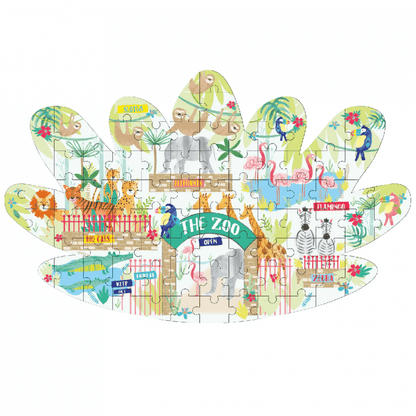 80 Piece Leaf - Shaped Jigsaw with Shaped Box - Jungle - Beanie Games