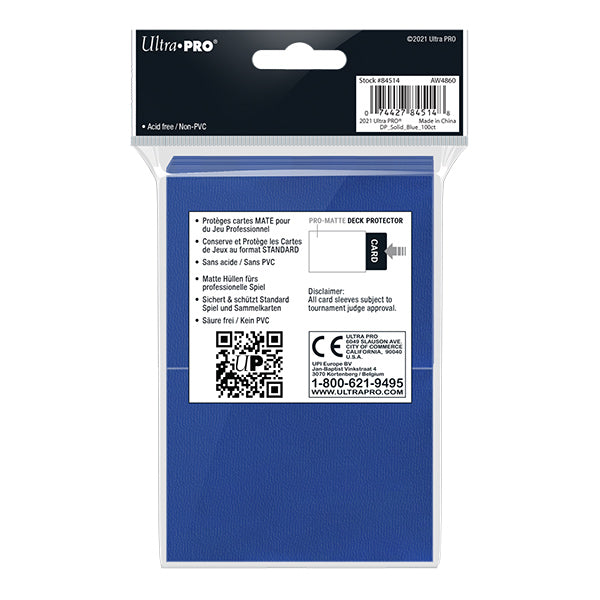 Ultra Pro - Standard Pro Matte Card Sleeves 100 pack - Blue
