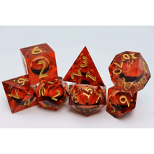 Amber Cyclops Sharp Edge Moving Eye RPG Dice Set - Beanie Games