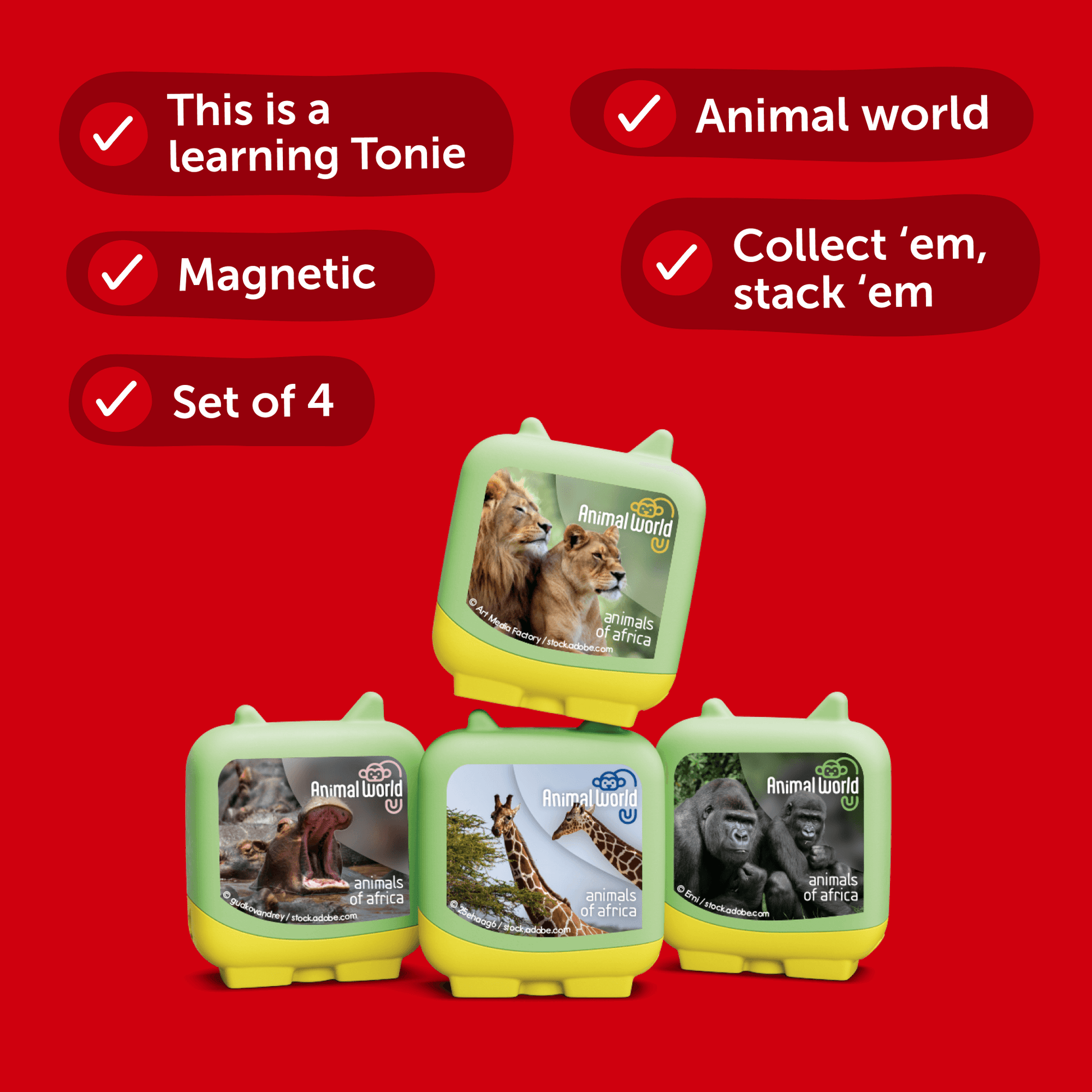 Animal World - Animals of Africa (Set of 4 Clever Pocket Tonies) - Beanie Games