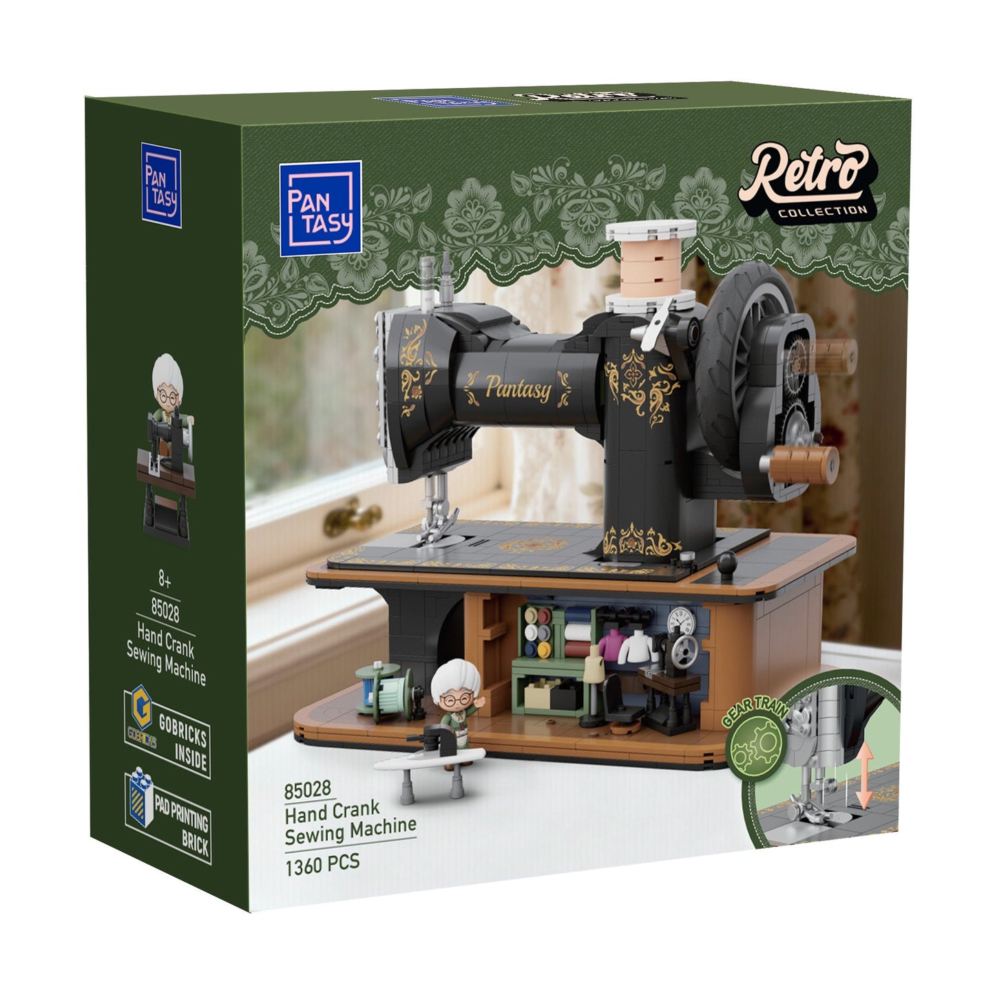 Antique Hand Crank Sewing Machine - 1360 pcs - Beanie Games