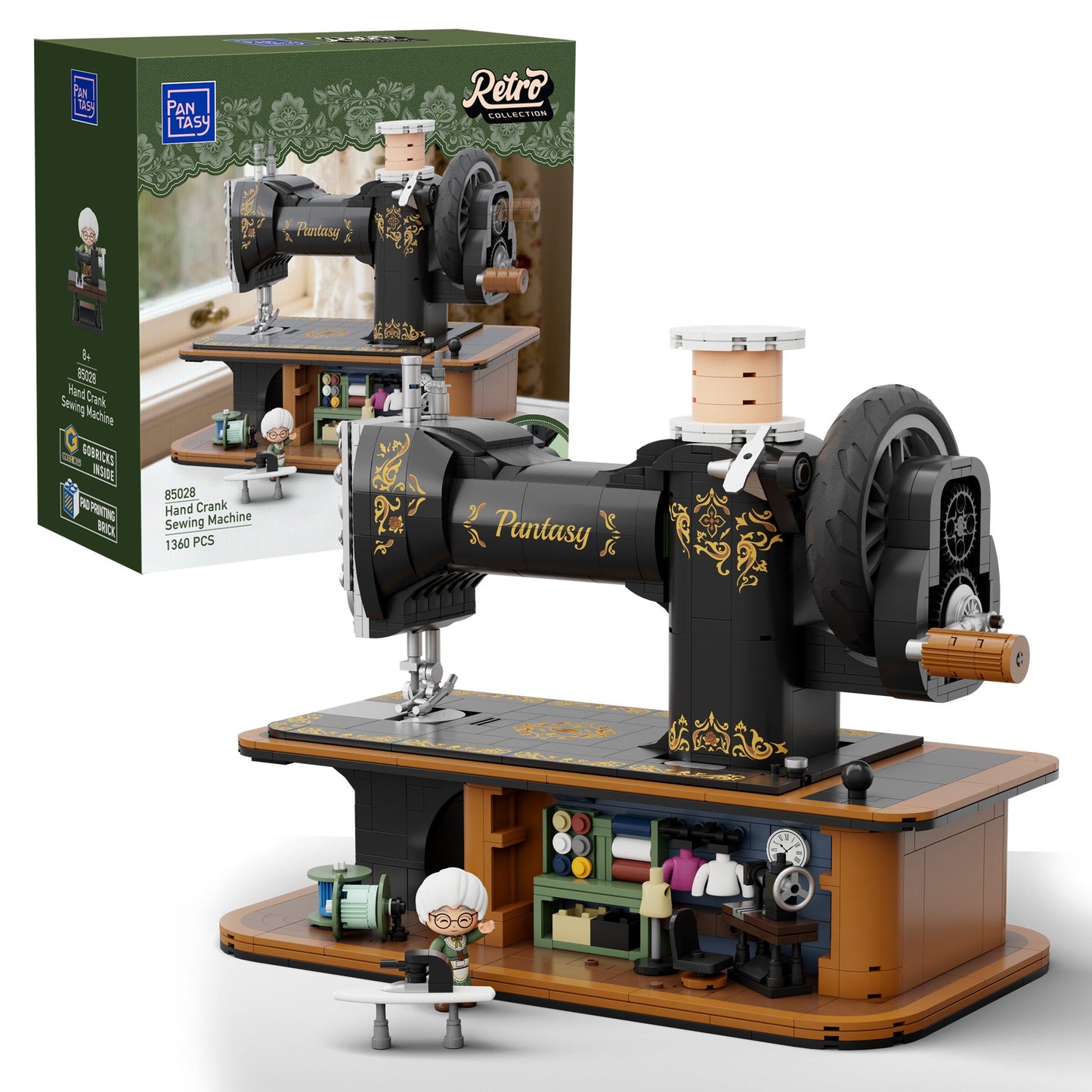 Antique Hand Crank Sewing Machine - 1360 pcs - Beanie Games