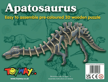 Apatosaurus 3D Wooden Puzzle - Beanie Games