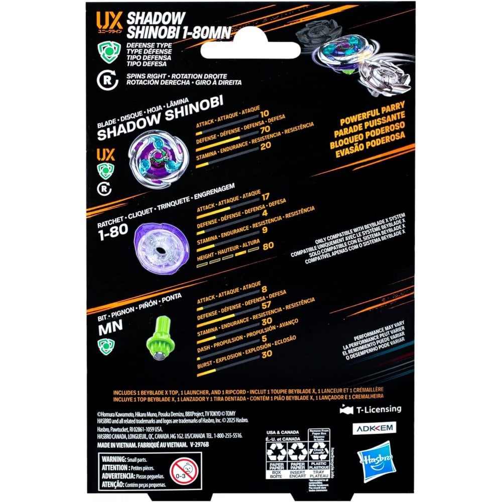 Beyblade x Shadow Shinobi 1 - 80MN UX Starter Pack Set - Beanie Games