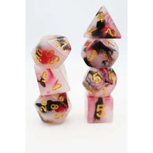 Black and Red Opalescent Jade RPG Dice Set - Beanie Games