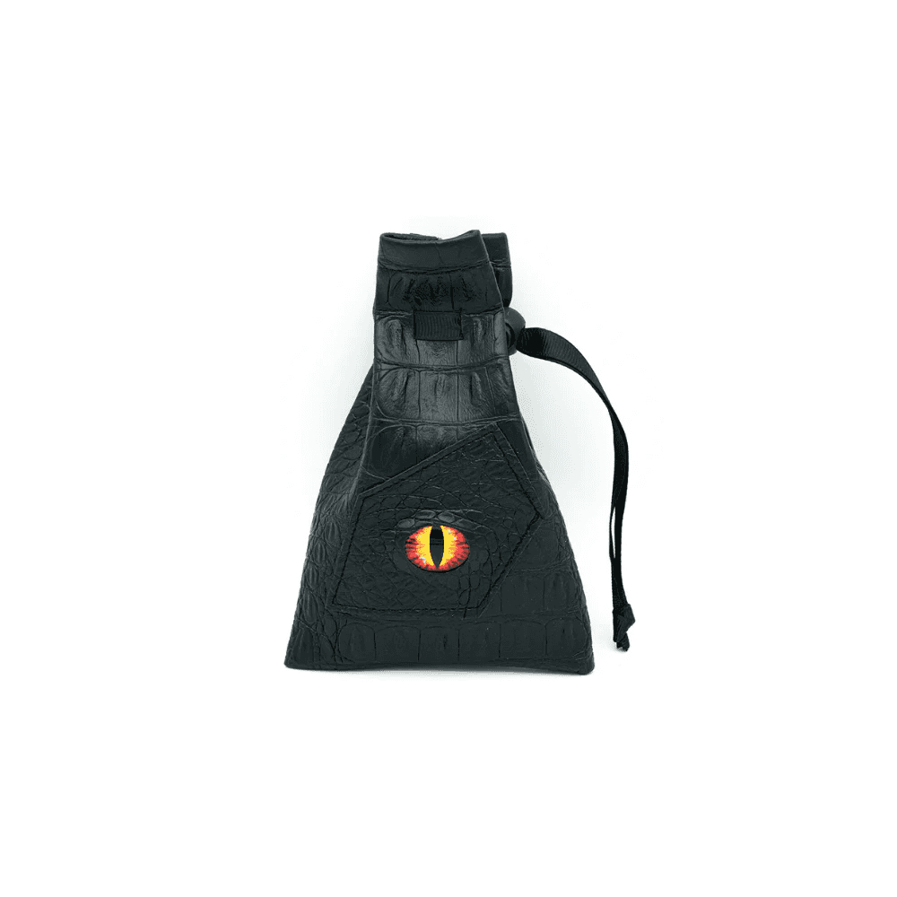 Black Leatherette Fire Demon Eye Dice Bag - Beanie Games