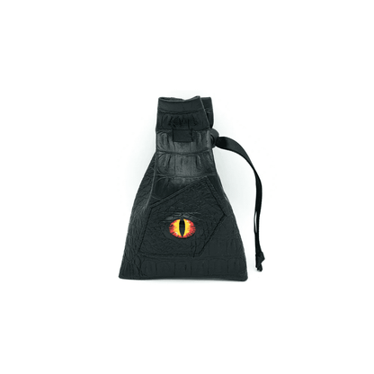 Black Leatherette Fire Demon Eye Dice Bag - Beanie Games