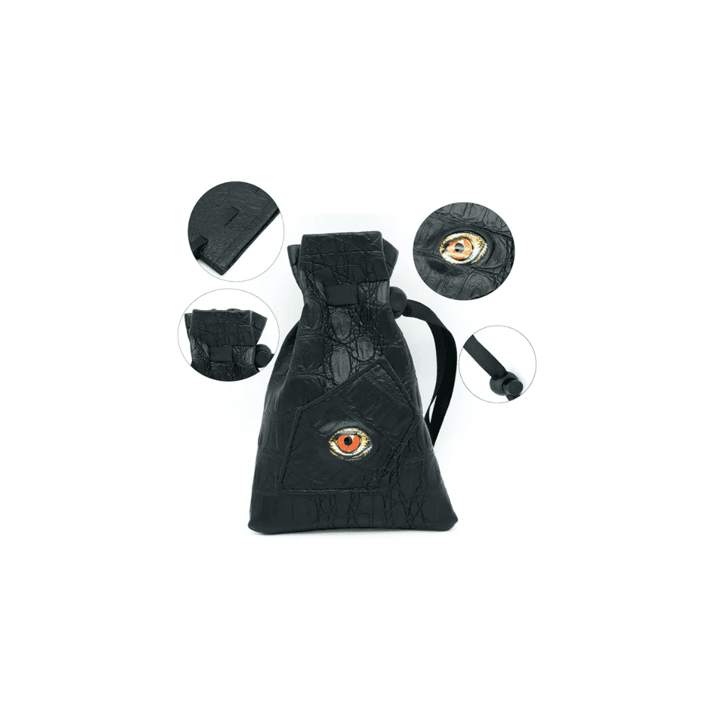 Black Leatherette Reptilian Eye Dice Bag - Beanie Games