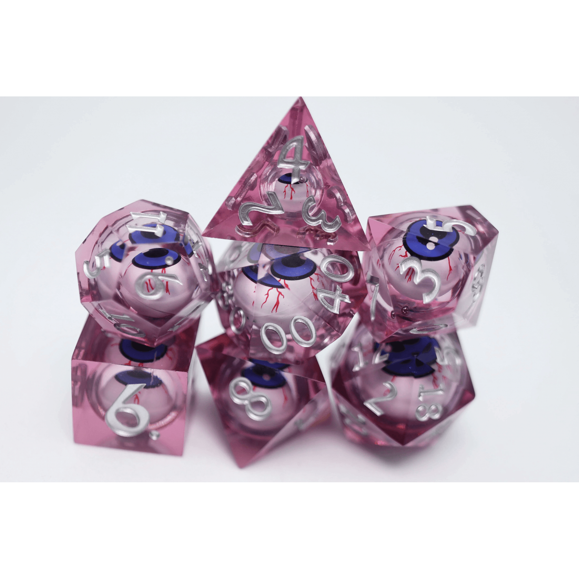 Bloodshot Eye Sharp Edge Moving Eye RPG Dice Set - Beanie Games