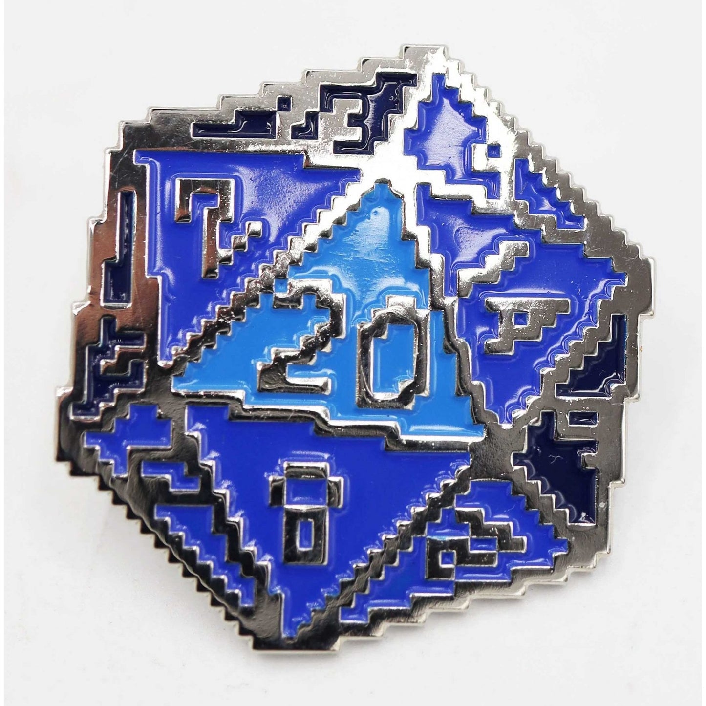 Blue 8 Bit D20 Enamel Pin - Beanie Games
