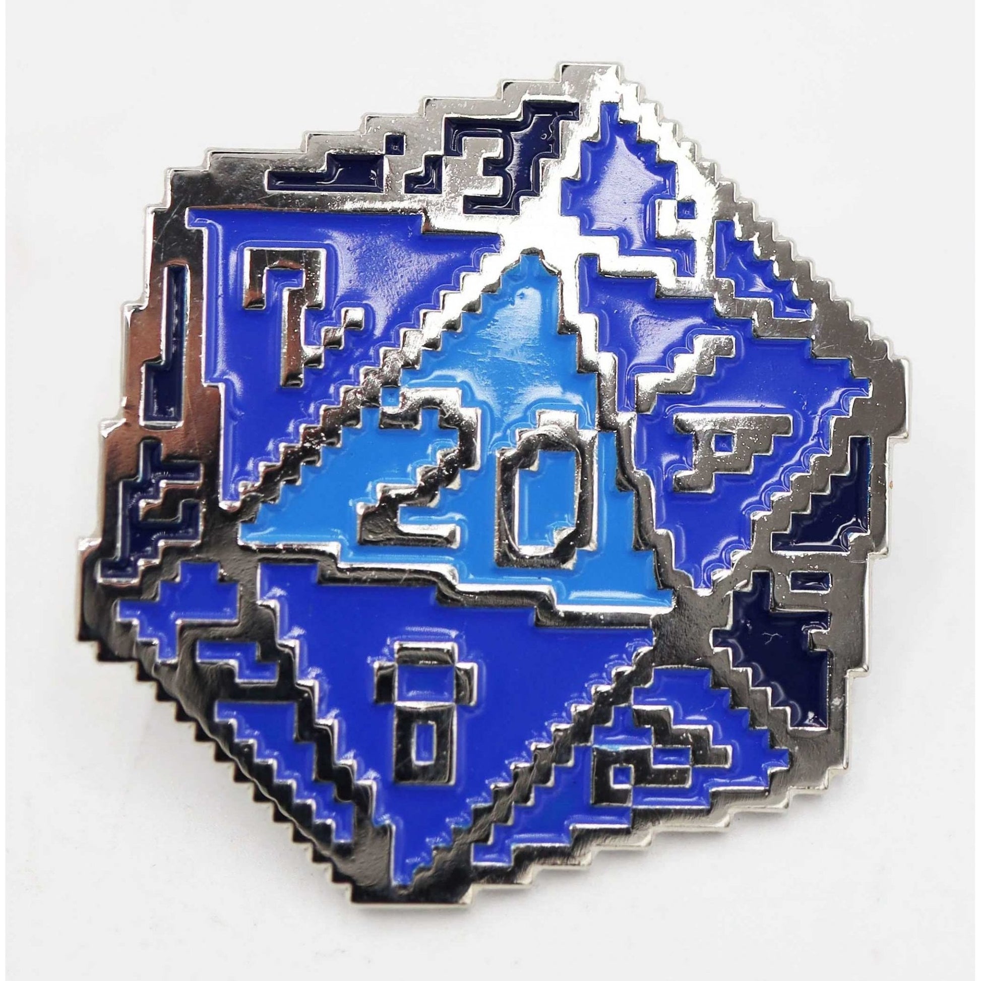 Blue 8 Bit D20 Enamel Pin - Beanie Games