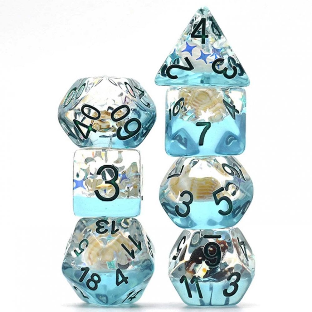 Blue Beach Conch RPG Dice Set - Beanie Games