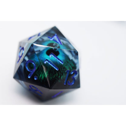 Blue Cyclops D20 - 35mm Extra Large Moving Eye - Beanie Games