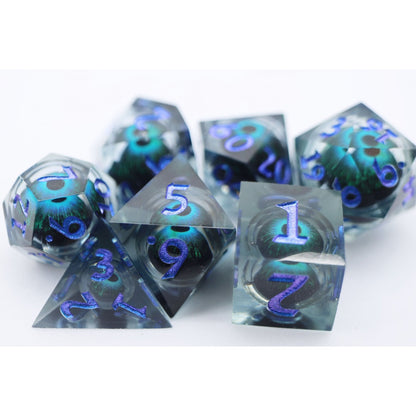 Blue Cyclops Sharp Edge Moving Eye RPG Dice Set - Beanie Games