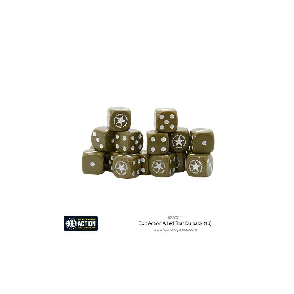 Bolt Action: Allied Star D6 Dice (16) - Beanie Games