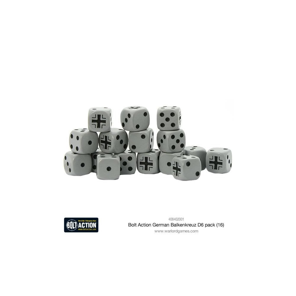 Bolt Action: German Balkenkreuz D6 Dice (16) - Beanie Games