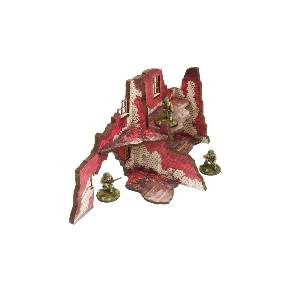 Bolt Action: Pre - painted WWII Normandy Ruined Large House 2 - Beanie Games